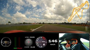 Marc Saltzman experienced the racecar data collection and analytics when he hopped behind the wheel of a Ferrari 296 GTB on a track in Fiorano, Italy, prior to watching the F1 Grand Price practice race on Friday, May 16, 2025.