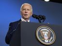 President Joe Biden speaks during an event on the Ukraine Compact on the sidelines of the NATO Summit in Washington, Thursday, July 11, 2024.