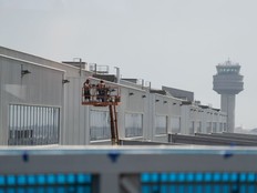 Workers finish construction at the new Jorge Chavez Airport (LIM) in Lima, Peru, on Wednesday, May 7, 2025.
