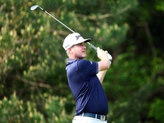 Taylor Pendrith hits his tee shot on the 4th hole during the RBC Canadian Open Pro-Am at TPC Toronto.