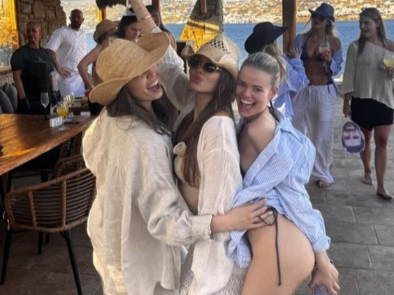Oilers WAGs in Greece for Celeste Desjardins' Bachelorette party