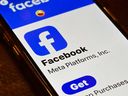 In this photo illustration the app for Meta (formerly the Facebook company) is seen on a cellphone in Los Angeles, Calif., on Feb. 7, 2025.