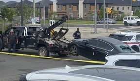 York Regional Police responded to a 911 call for a theft of a Lamborghini coupe in progress at a home in Vaughan and later towed away an allegedly stolen Honda used by the suspects on Thursday, June 12, 2025.