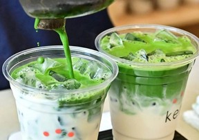 Matcha, which means ‘ground tea’ in Japanese, can be mixed with milk to make a matcha latteFrederic J. BROWN/AFP