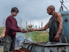 Spike (Alfie Williams) and Dr. Kelson (Ralph Fiennes) in "28 Years Later."