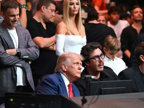 U.S. President Donald Trump attends the UFC 316 event, headlined by a rematch between Georgian mixed martial artist Merab Dvalishvili and U.S. mixed martial artist Sean O'Malley at the Prudential Center in Newark, N.J., on June 7, 2025.