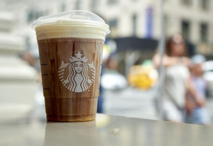  A coffee drink at a Starbucks location in New York.