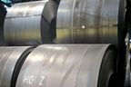 Rolls of steel are piled at Algoma Steel's direct strip production complex in Sault Ste. Marie.