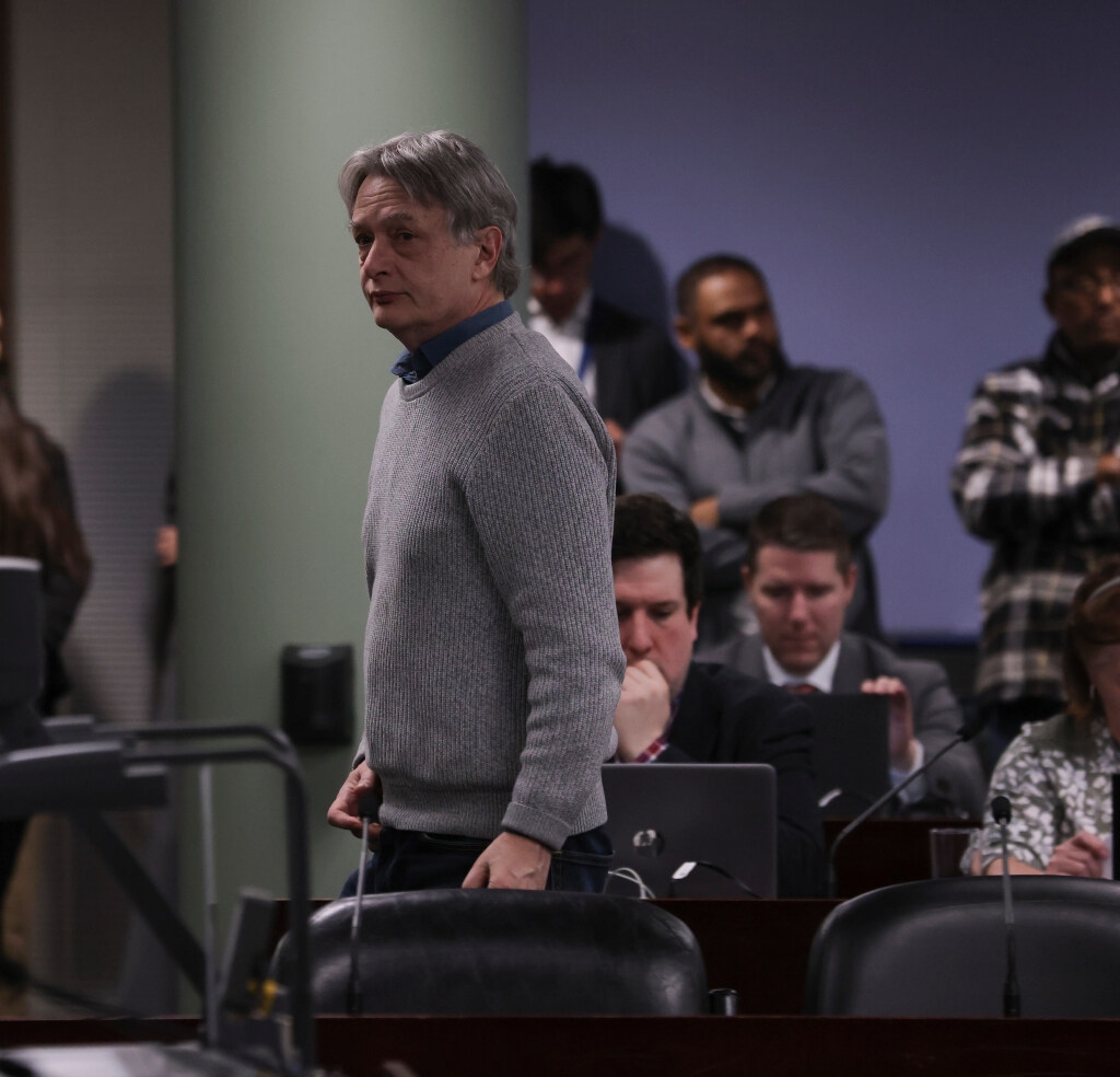  Toronto city councillor Gord Perks is seen at an executive committee meeting on Wednesday, March 19, 2025.