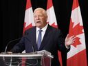 Ontario Premier Doug Ford speaks to the media after signing a memorandum of understanding with Alberta and Saskatchewan during the 2025 summer meetings of Canada's Premiers at Deerhurst Resort in Huntsville, Ont., on Tuesday, July 22, 2025.
