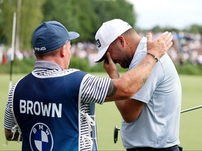 Daniel Brown of England celebrates his victory.