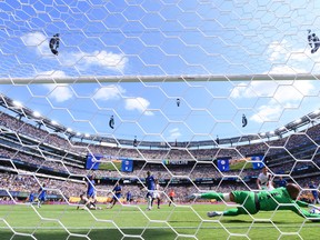 Robert Sanchez #1 of Chelsea FC makes save from Joao Neves #87 of Paris Saint-Germain during the FIFA Club World Cup 2025 Final match between Chelsea FC and Paris Saint-Germain at MetLife Stadium on July 13, 2025 in East Rutherford, New Jersey. (Photo by David Ramos/Getty Images)