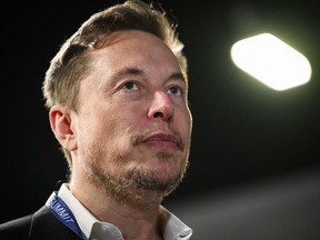 Tesla and SpaceX's CEO Elon Musk attends the first plenary session on of the AI Safety Summit at Bletchley Park, on Wednesday, Nov. 1, 2023 in Bletchley, England.