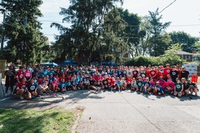 Everyone who participated Laura Stacey’s annual LS7 Sticks In For Charity ball hockey tournament.