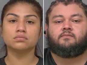 Ashley Morales, left, and Daniel Solis face charges after a traffic stop July 17, 2025 in Brampton.
