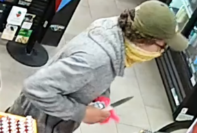 An image from Toronto Police of a man wanted in a retail robbery on Monday, June 9, 2025, in the Eglinton Avenue West and Royal York Road area.