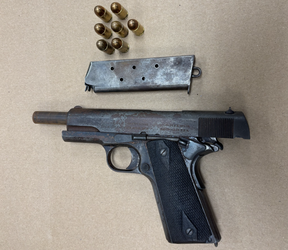 A firearm allegedly seized Sunday, July 13, 2025, after arobbery in the area of Jane Street and Finch Avenue West.