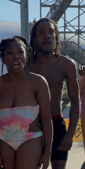 An image from Peel police of a woman and man wanted after an assault at Wet n' Wild in Brampton.