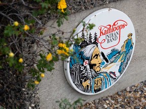 A sign is seen outside of the former Kamloops Indian Residential School on Tk’emlups te Secwépemc First Nation in Kamloops, B.C. on Thursday, May 27, 2021.