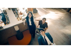 From left, Rachel Brosnahan as Lois Lane, Skyler Gisondo as Jimmy and David Corenswet as Clark Kent.