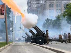 Military personnel marked Canada Day on Tuesday, firing a 21-gun salute at Queen’s Park. (Jack Boland, Toronto Sun)