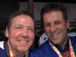 Former Toronto Maple Leafs' Gary Leeman (left) and Mark Osborne.