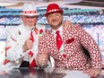 Don Cherry joins Gregg Zaun on the set of Sportsnet's Blue Jays Central in 2014.