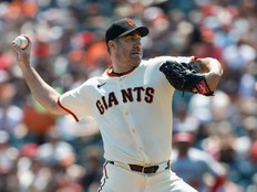 San Francisco Giants Justin Verlander throws a pitch.