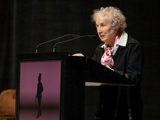 Margaret Atwood gives a speech.