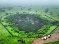 Related Items Mind the gap- tourists drawn to Oman's giant sinkholes The sheer drop of the Sheeheet pit, one of four that dot Oman's Dhofar region, is ringed with slippery mud, prompting the authorities to put up a fence and warning signs.
