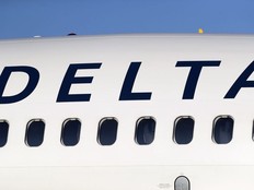 The company logo graces the side of a Delta Air Lines jetliner at Denver International Airport in Denver, on June 26, 2019.