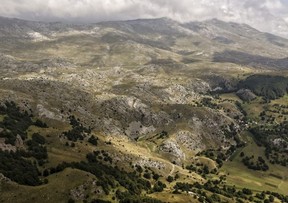 An aerial view of trail and hiking routes
