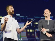 "South Park" creators Matt Stone, left, and Trey Parker speak at Ubisoft's E3 2015 Conference at the Orpheum Theatre on June 15, 2015, in Los Angeles.