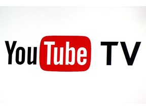 FILE - YouTube TV logo is seen at the YouTube Space LA in Los Angeles, Feb. 28, 2017.