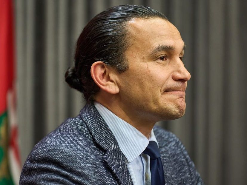 Manitoba Premier Wab Kinew speaks during a press conference announcing that a second child from Gaza has been brought to Winnipeg for medical care in Winnipeg, Friday, May 9, 2025.