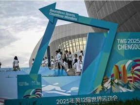 Volunteers at the World Games in Chengdu.