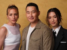 Piper Perabo, from left, Daniel Dae Kim, and Reina Hardesty pose for a portrait to promote "Butterfly" during Comic-Con International on Friday, July 25, 2025, in San Diego.
