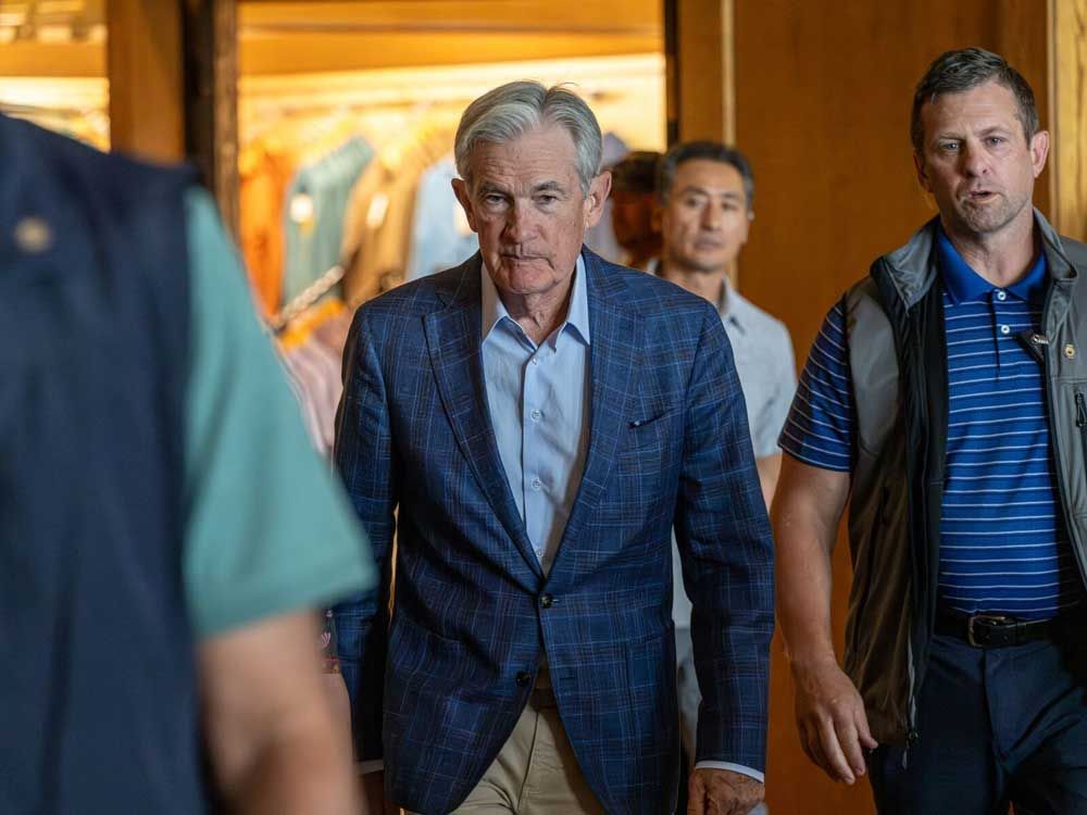Chairman of the U.S. Federal Reserve Jerome Powell arrives for a dinner during the Kansas City Federal Reserve's Jackson Hole Economic Policy Symposium in Moran, Wyoming, on Aug. 21, 2025. 