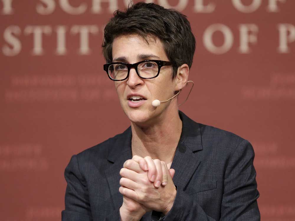 MSNBC television anchor Rachel Maddow, host of the Rachel Maddow Show, moderates the "Perspectives on National Security" panel on Oct. 16, 2017, in Cambridge, Mass.