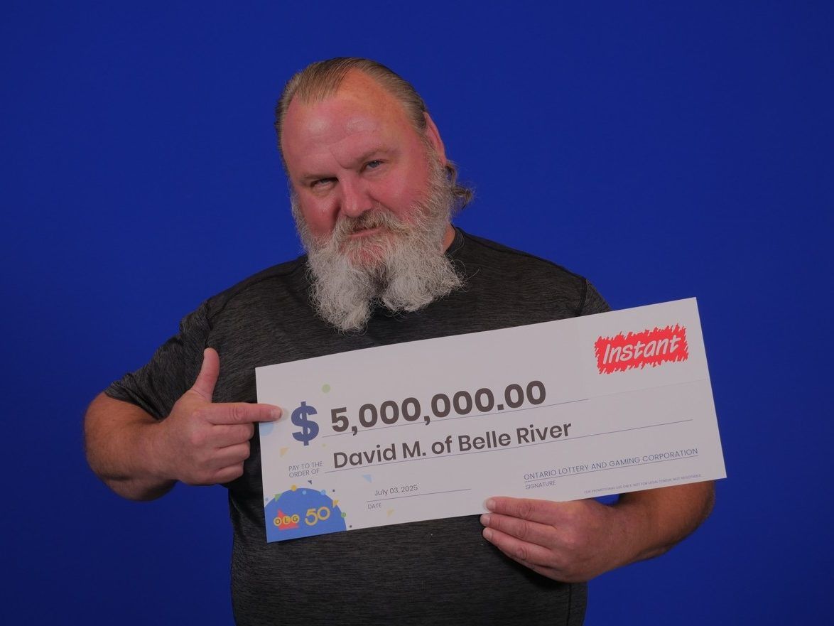 David McDonald of Bell River, Ontario won $5 million using an Instant Scratch lottery ticket.
