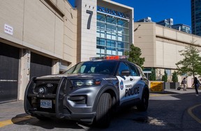 Toronto Police are investigating after a male was found dead in a public washroom inside the Scarborough Town Centre, a mall near McCowan rd. and Hwy. 401, on Thursday, Aug. 21, 2025.