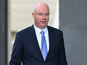 Simon Patterson, husband of Erin Patterson, walks from the Latrobe Valley Magistrates Court in Morwell, Victoria, on May 1, 2025.