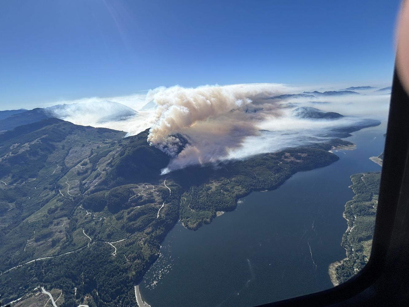 Mount Underwood wildfire burns near Port Alberni, B.C. on Aug. 12, 2025. 
