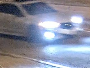 A white Acura wanted by police.