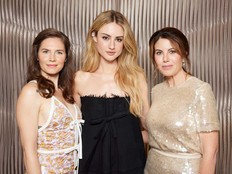 Amanda Knox, from left, Grace Van Patten, and Monica Lewinsky pose for a portrait to promote "The Twisted Tale of Amanda Knox" on Tuesday, Aug. 19, 2025, in New York.