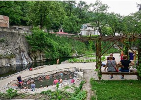 Chirila’s team has built up some infrastructure along one side of the riverbankDaniel MIHAILESCU/AFP
