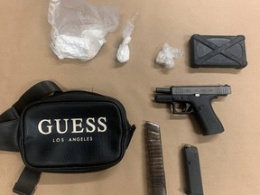 A weapon and drugs seized by Toronto Police during a recent bust.