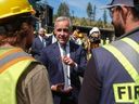 Prime Minister Mark Carney greets employees after touring the Gorman Brothers Lumber sawmill and making an announcement, in West Kelowna, B.C. on Tuesday, August 5, 2025. (The Canadian Press)