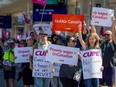 Air Canada flight attendants picket outside of Terminal 1 at Toronto Pearson International Airport on Aug. 18, 2025. (Ernest Doroszuk, Toronto Sun)