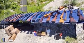 Guns are displayed in MacTier in Georgian Bay Township. SCREEN GRAB
